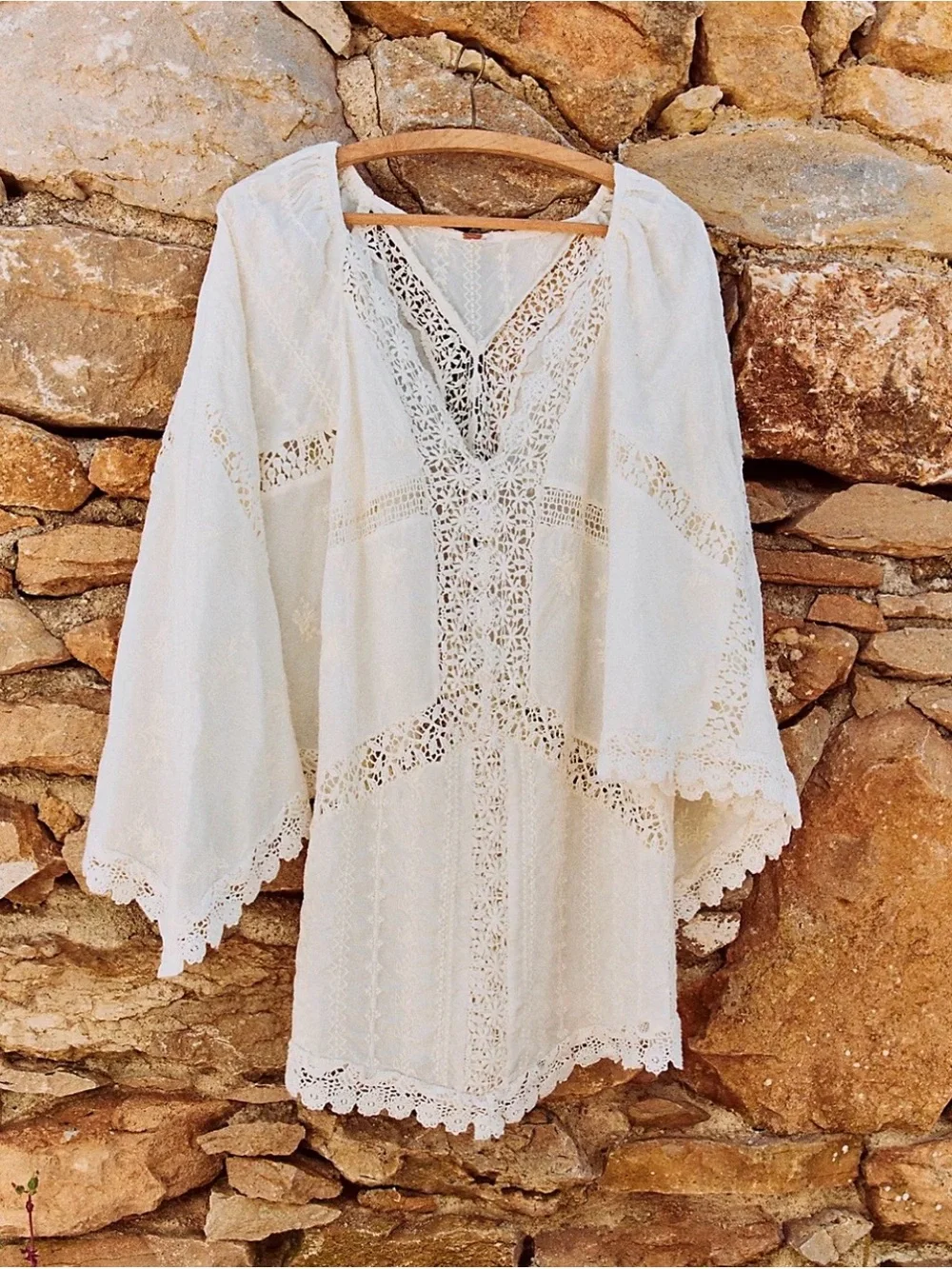 Free People Wildflower Muse Mini Dress IvoryEgret Embroidered/Crochet Cotton NWT
